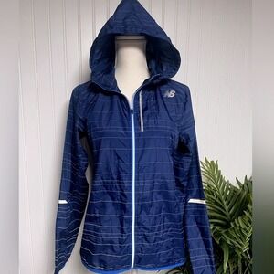 New Balance Blue Hooded Reflective Jacket Women's Small